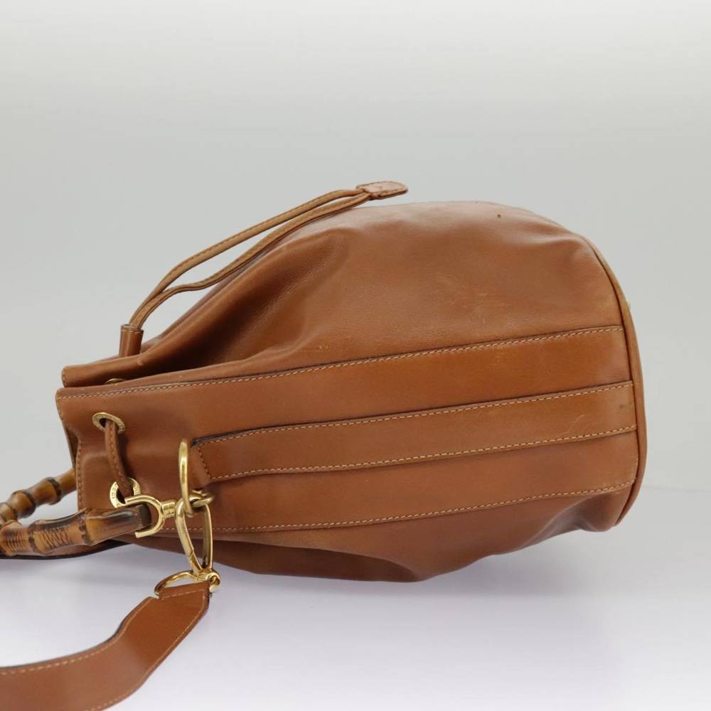 GUCCI Bamboo Shoulder Bag Leather 2way Brown Gold 001 2040 1657 Auth 96299 - Picture 3 of 16